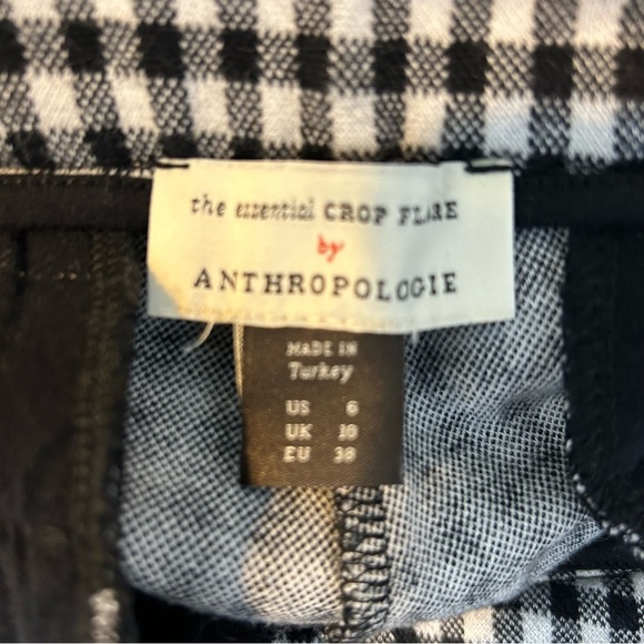 Anthropolgie Essential Crop Gingham Cuffed Pants Black/White Size 6 - Picture 5 of 9